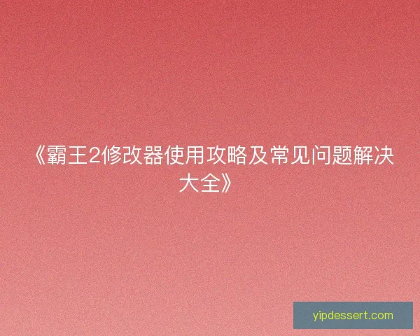 《霸王2修改器使用攻略及常见问题解决大全》
