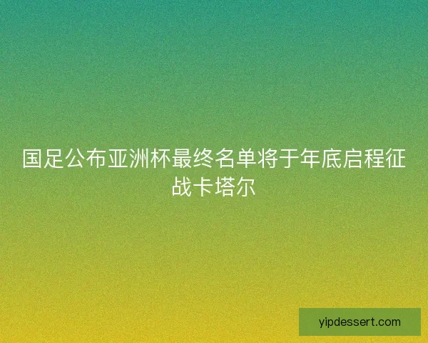 国足公布亚洲杯最终名单将于年底启程征战卡塔尔