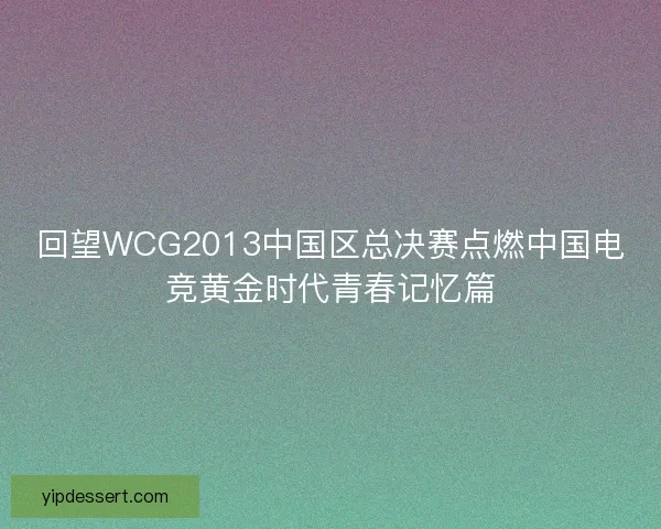 回望WCG2013中国区总决赛点燃中国电竞黄金时代青春记忆篇